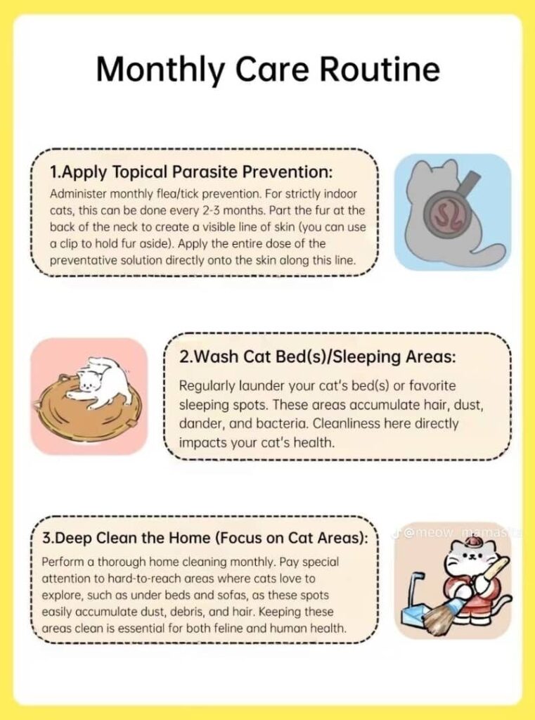 monthly cat care routine