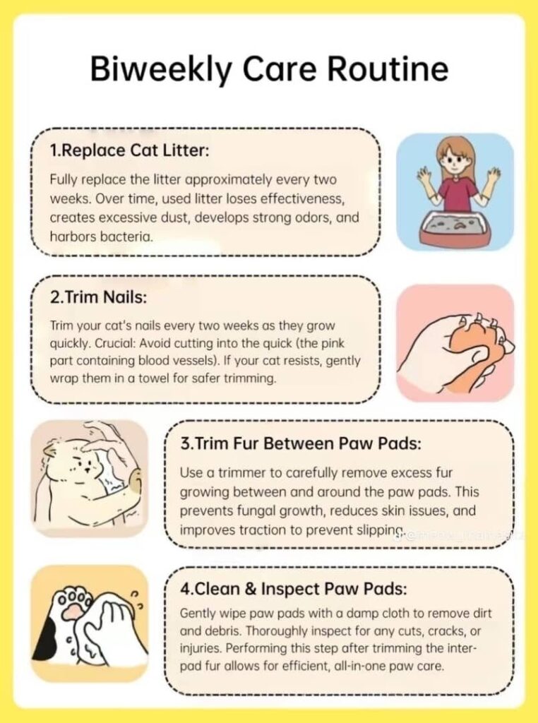 biweekly cat care routine